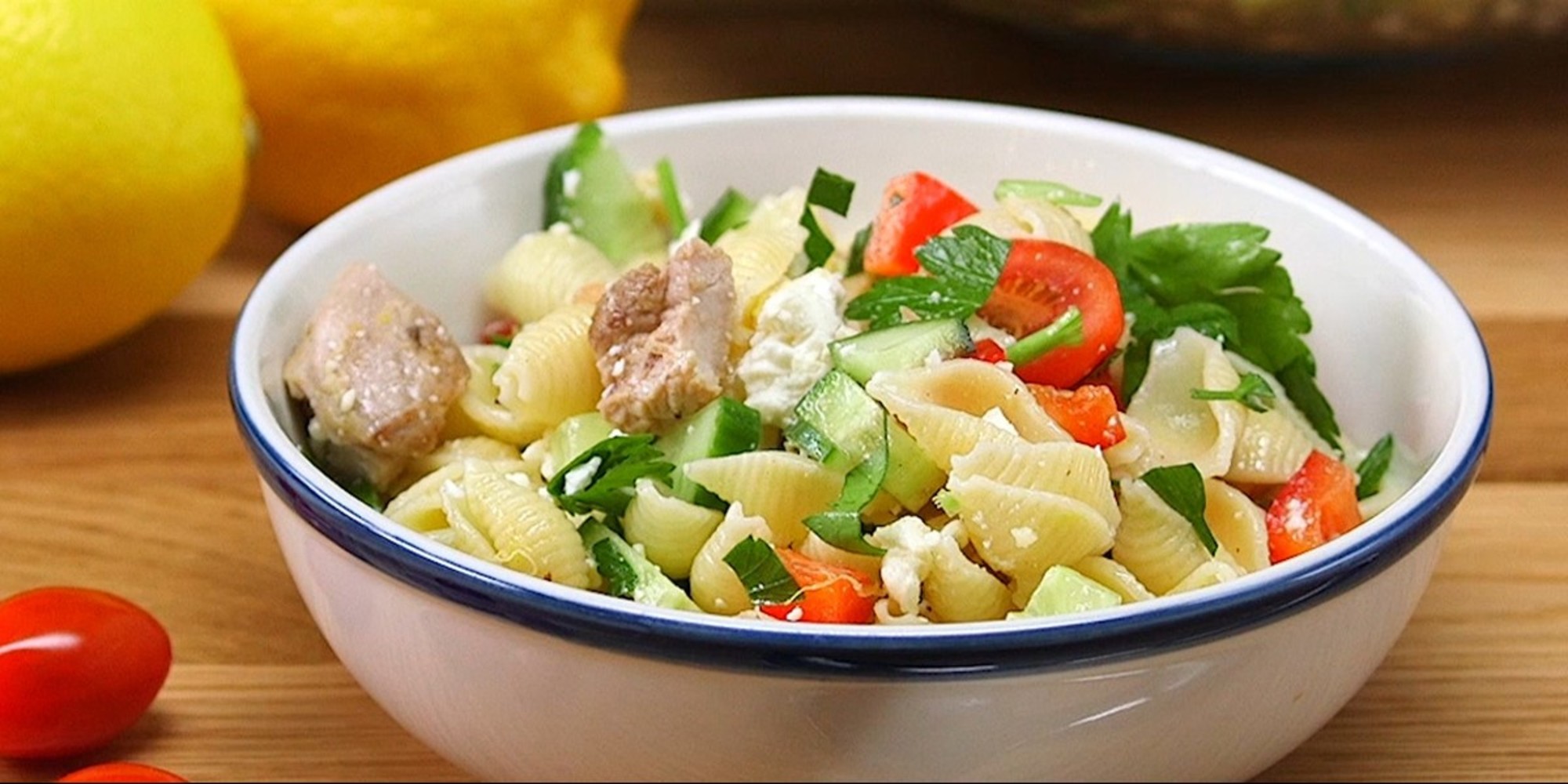 Greek Chicken Pasta Salad Is Perfect For Those Potluck Parties!