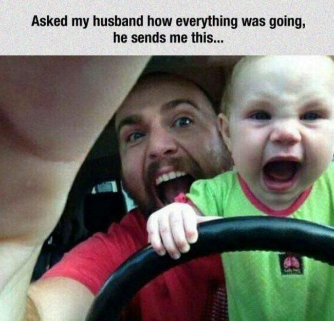 Image of funny baby and dad