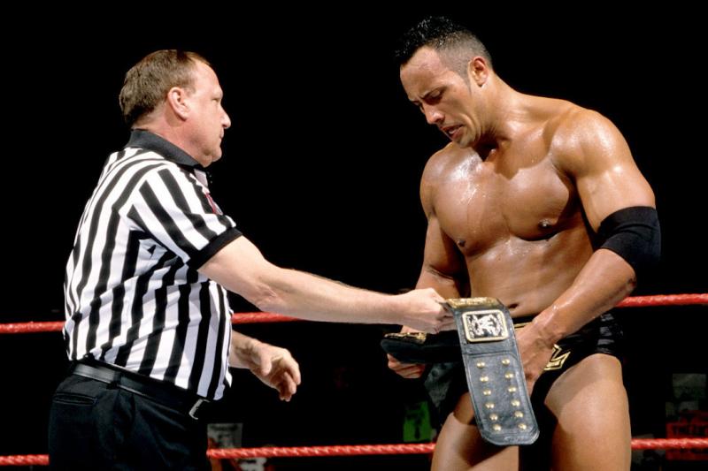 The Rock in a wrestling ring 