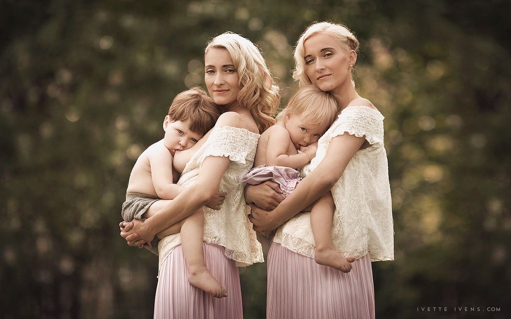 Sisters breastfeeding their children