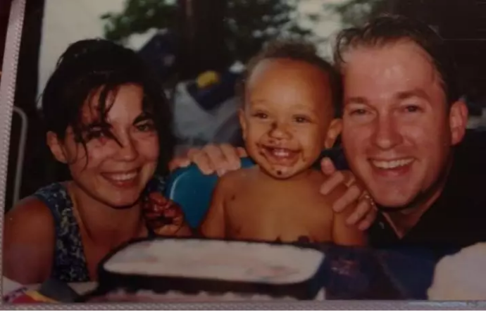 Kieron Graham and his adoptive parents