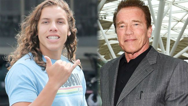 Joseph Baena and Arnold Schwarzenegger.