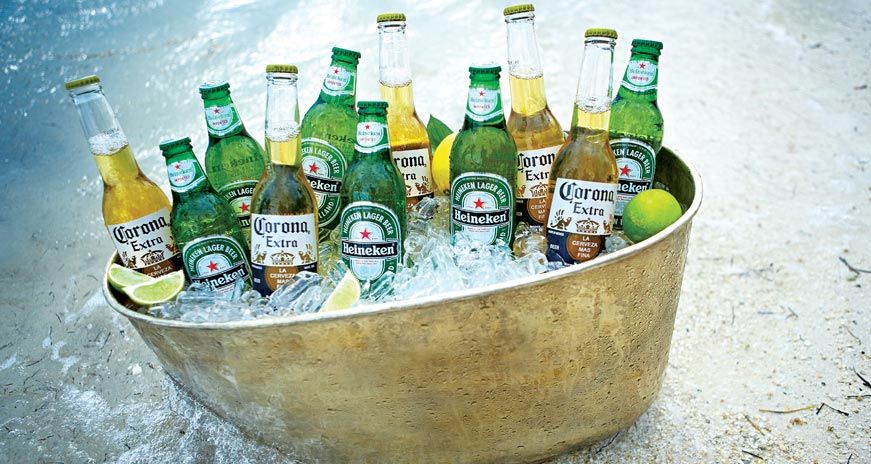 Beer in a bucket of ice