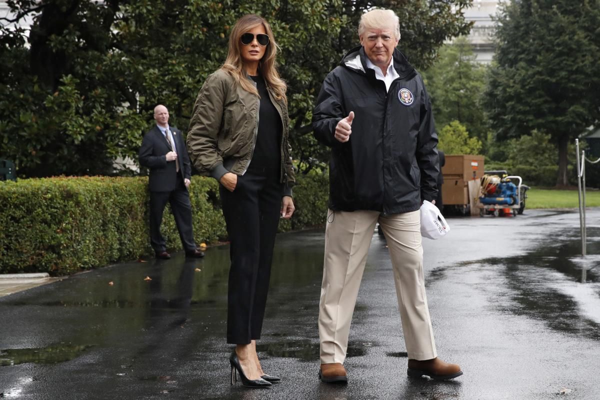 Melania at the Marine One on the South Lawn