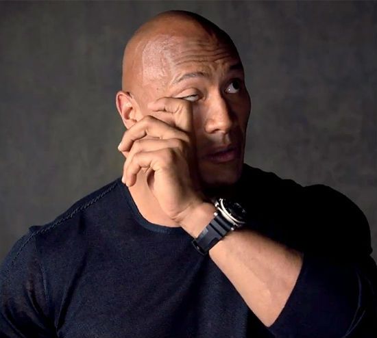 Dwayne Johnson crying.