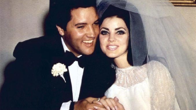 Priscilla and Elvis on their wedding day