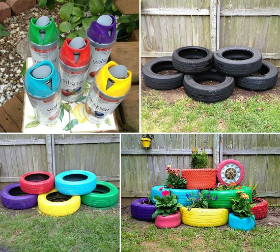 Recycled tire planter
