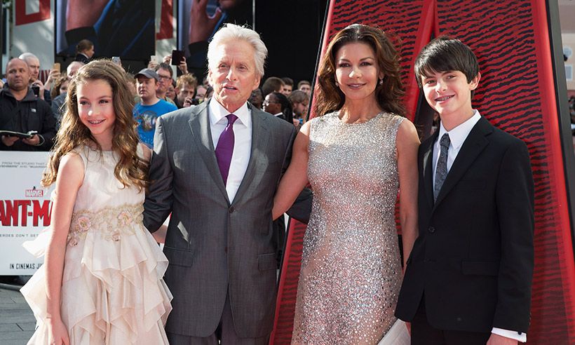 Catherine Zeta-Jones, Michael Douglas pose for pictures with Carys and Dylan.