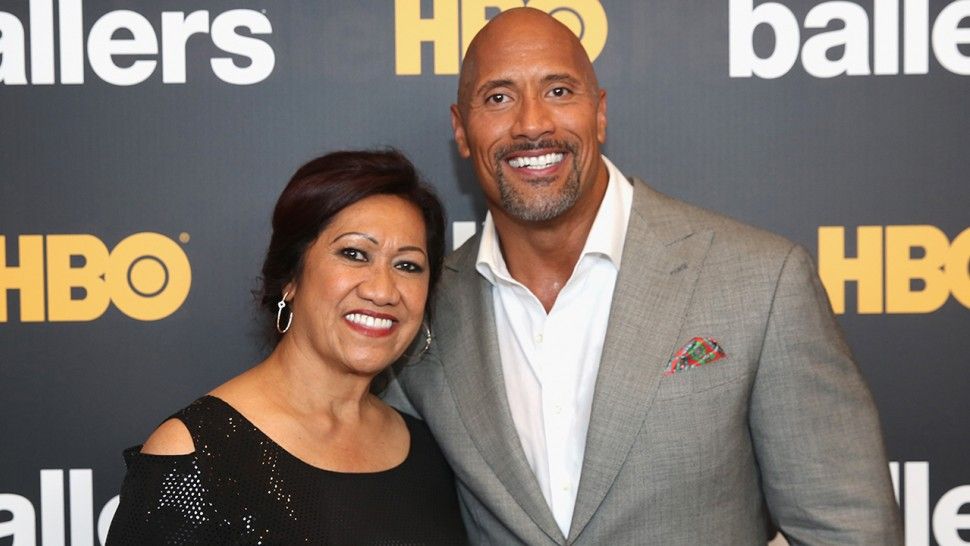 The Rock and his mom on the red carpet