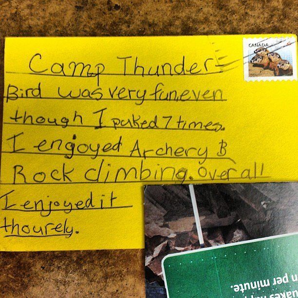 camp note about puking