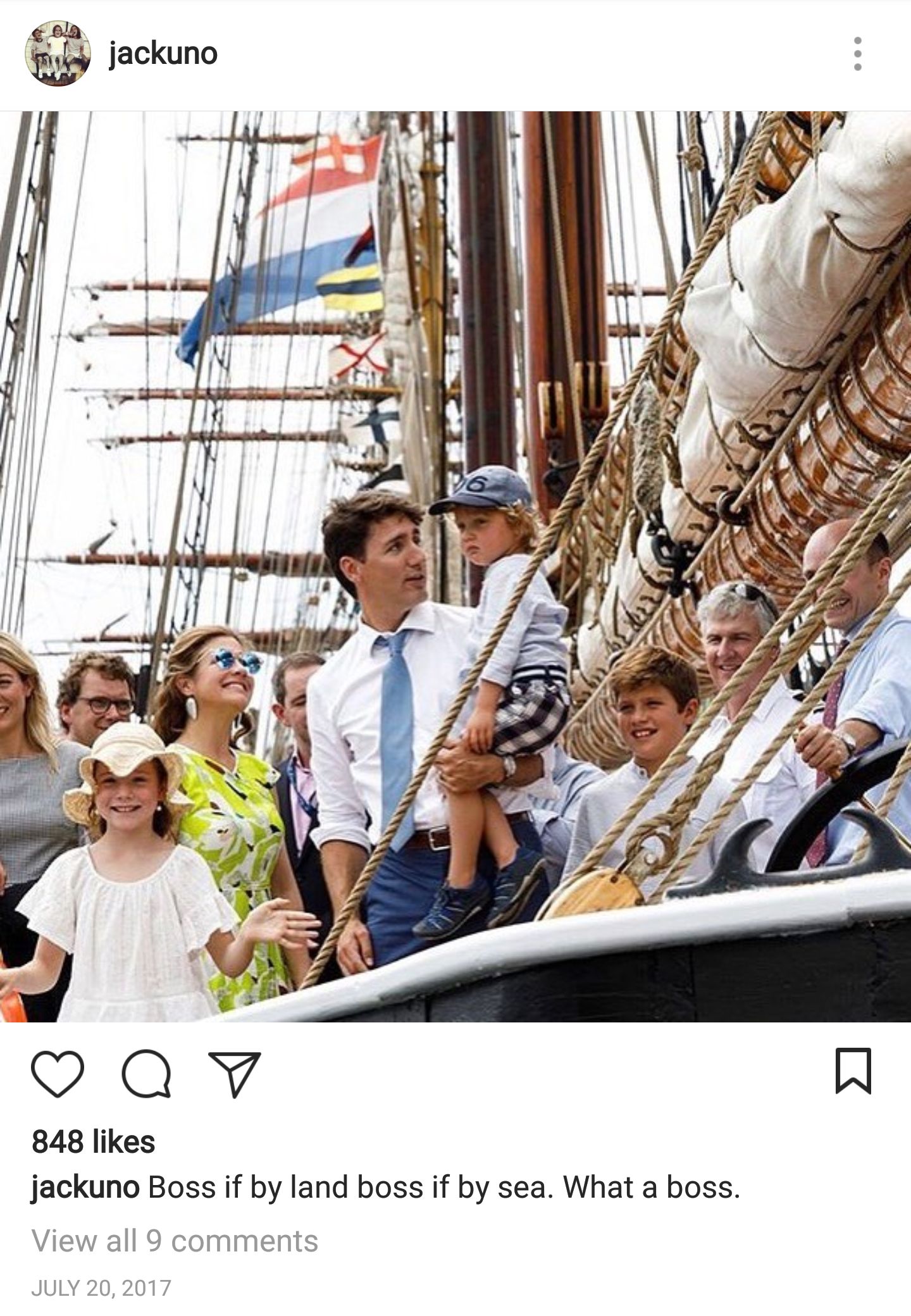 JFK's grandson posts about Justin Trudeau on Instagram