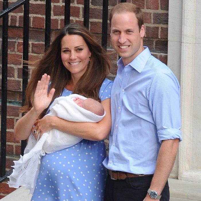 Will, Kate and Prince George as a newborn