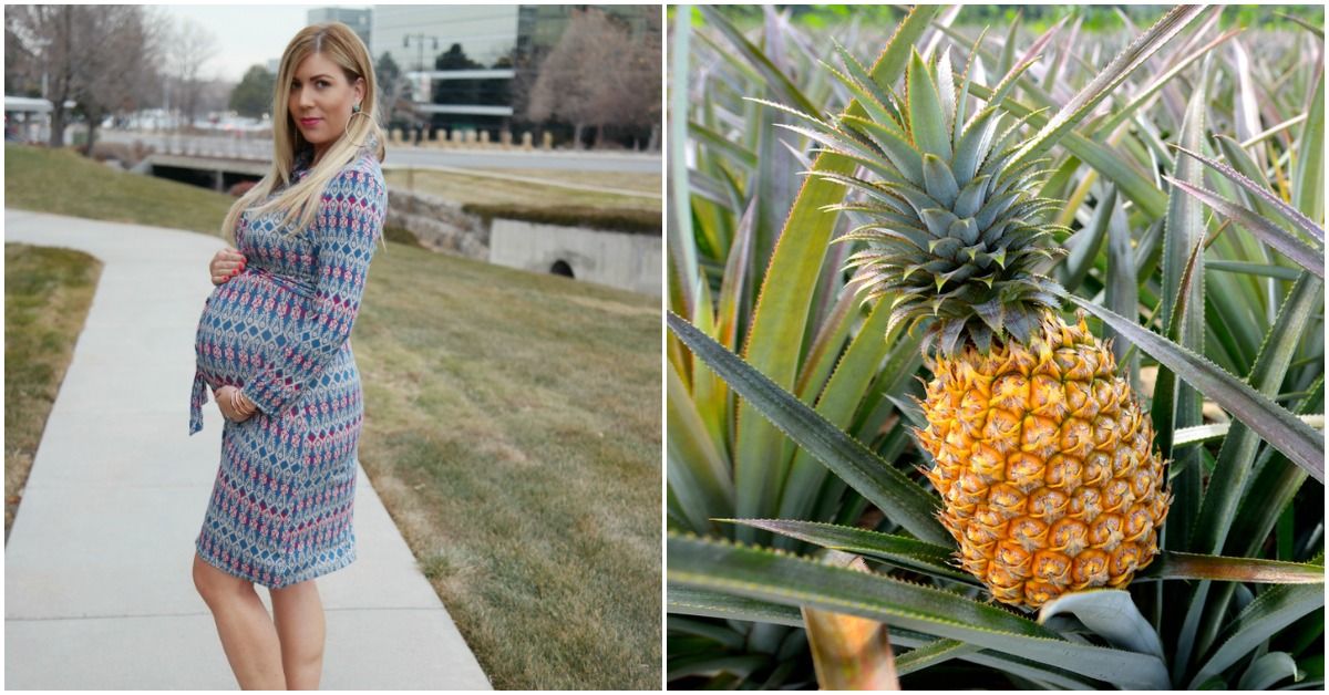 32 weeks pregnant belly compared to a pineapple