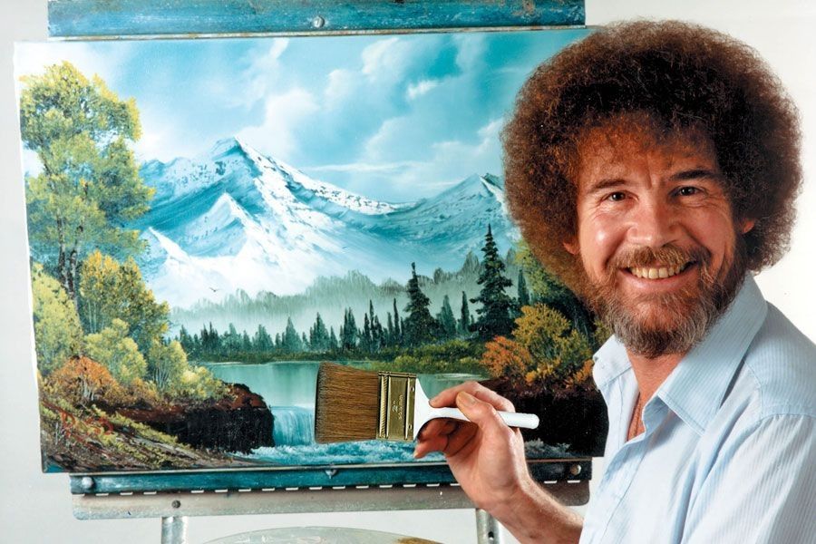Bob Ross and a painting