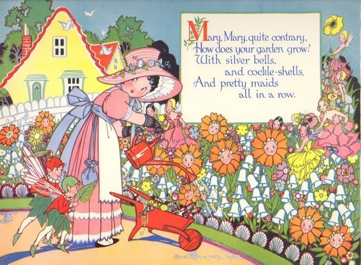 Mary watering her flowers