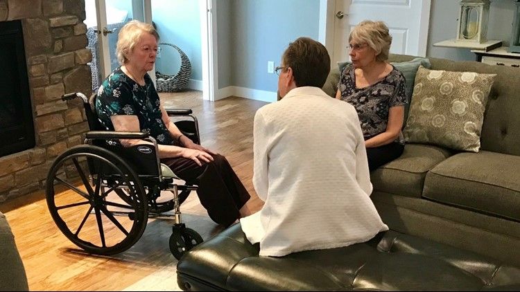 Denice Juneski and Linda Jourdeans visit Marianne Mayer, Jourdean's biological mother