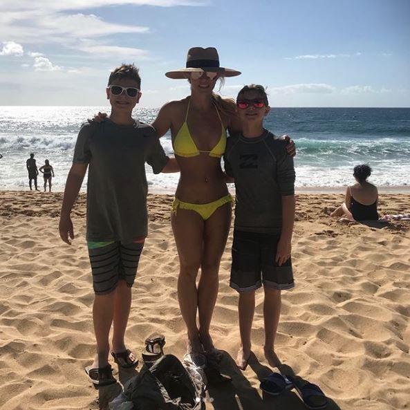 Britney Spears and her sons at the beach