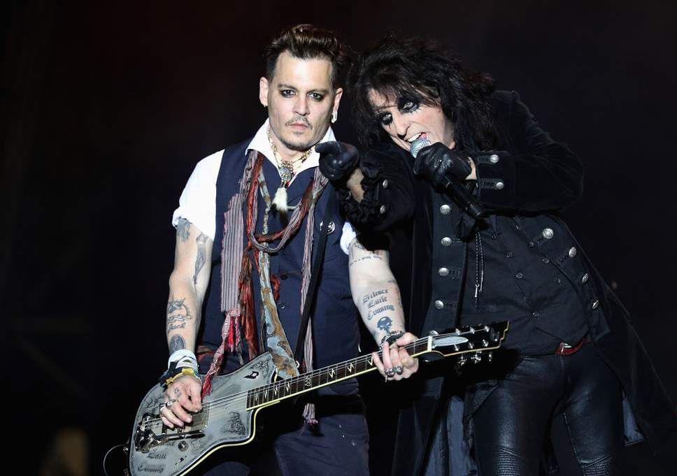 Johnny Depp performing with his band