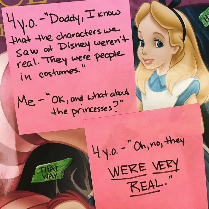 Post-it note on Alice In Wonderland poster
