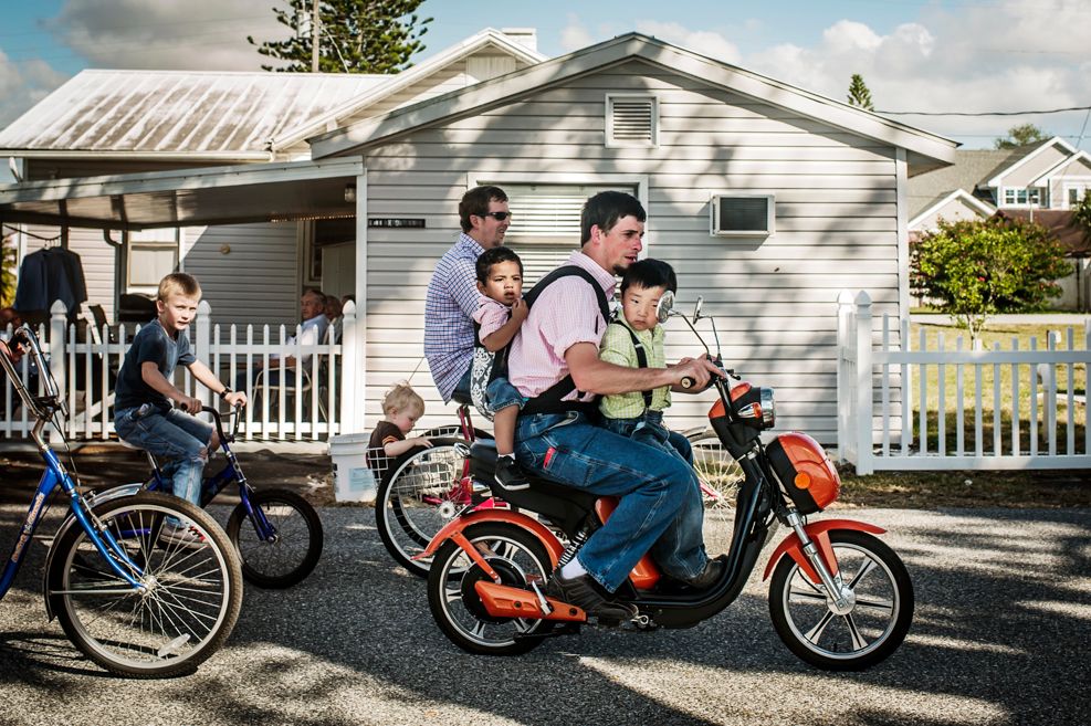 The Amish riding bikes