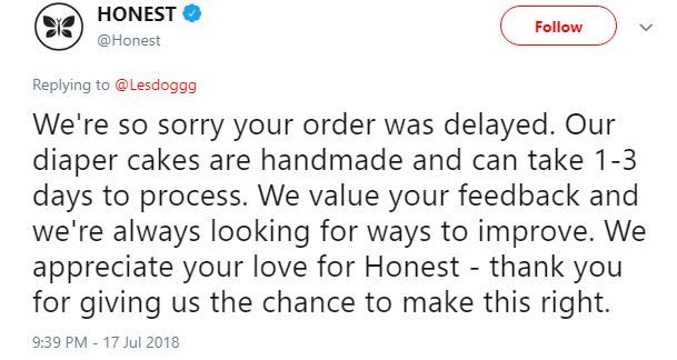 Honest Company's tweet