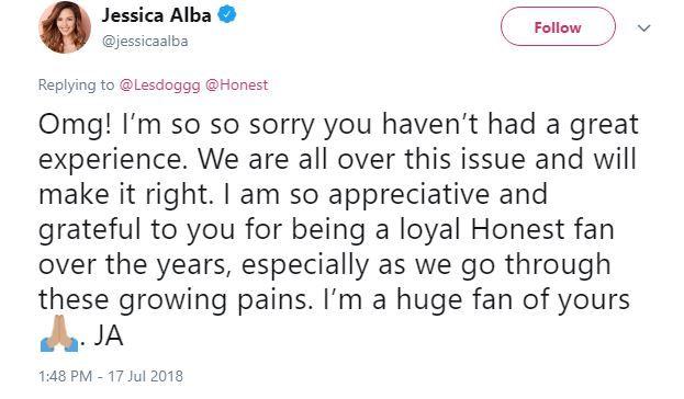 Jessica Alba's tweet
