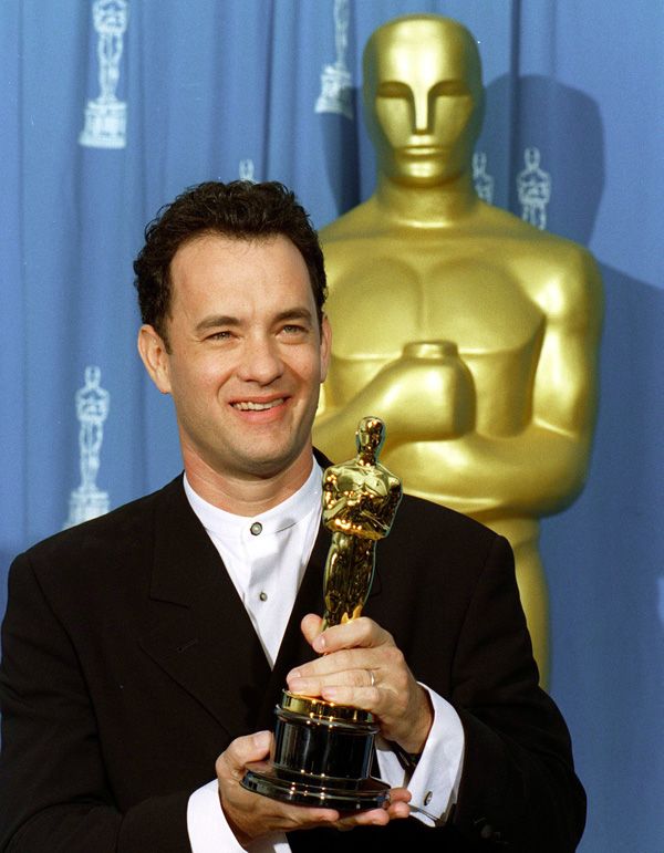 Tom Hanks with his Oscar