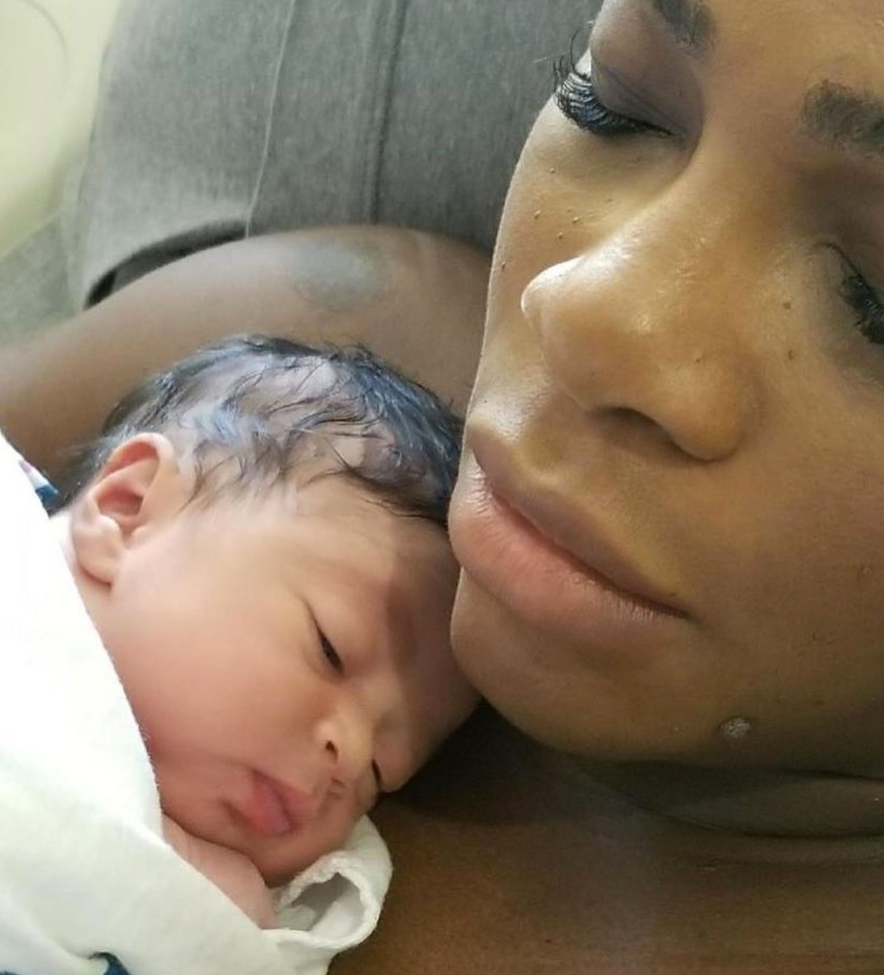 Serena Williams and her newborn