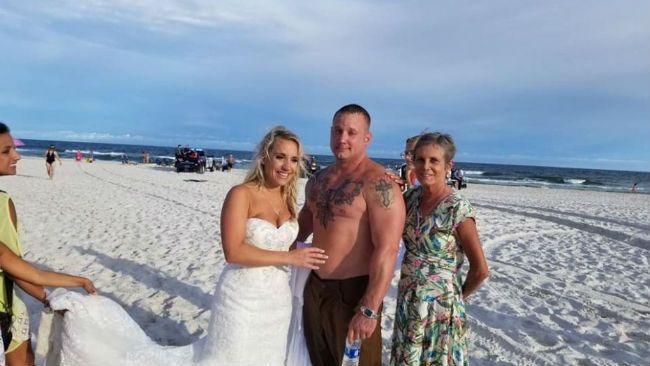 Beach wedding rescue