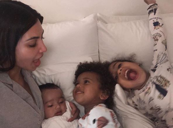 Kim with her children