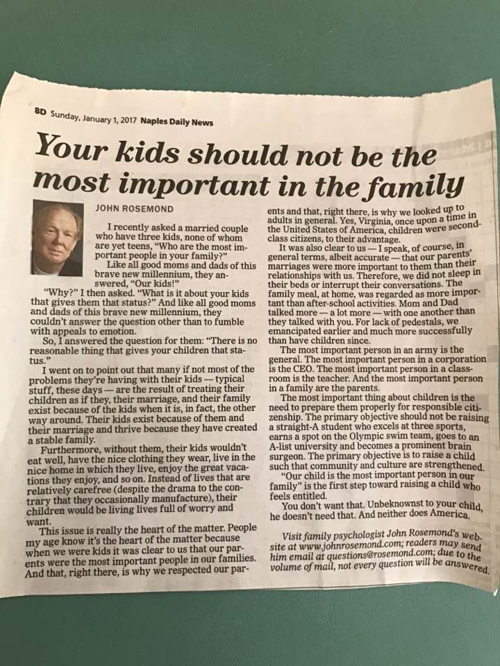 Kids should not be the most important in the family