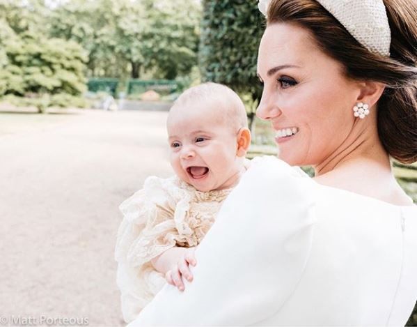 Prince Louis and Kate Middleton at baptism ceremony.