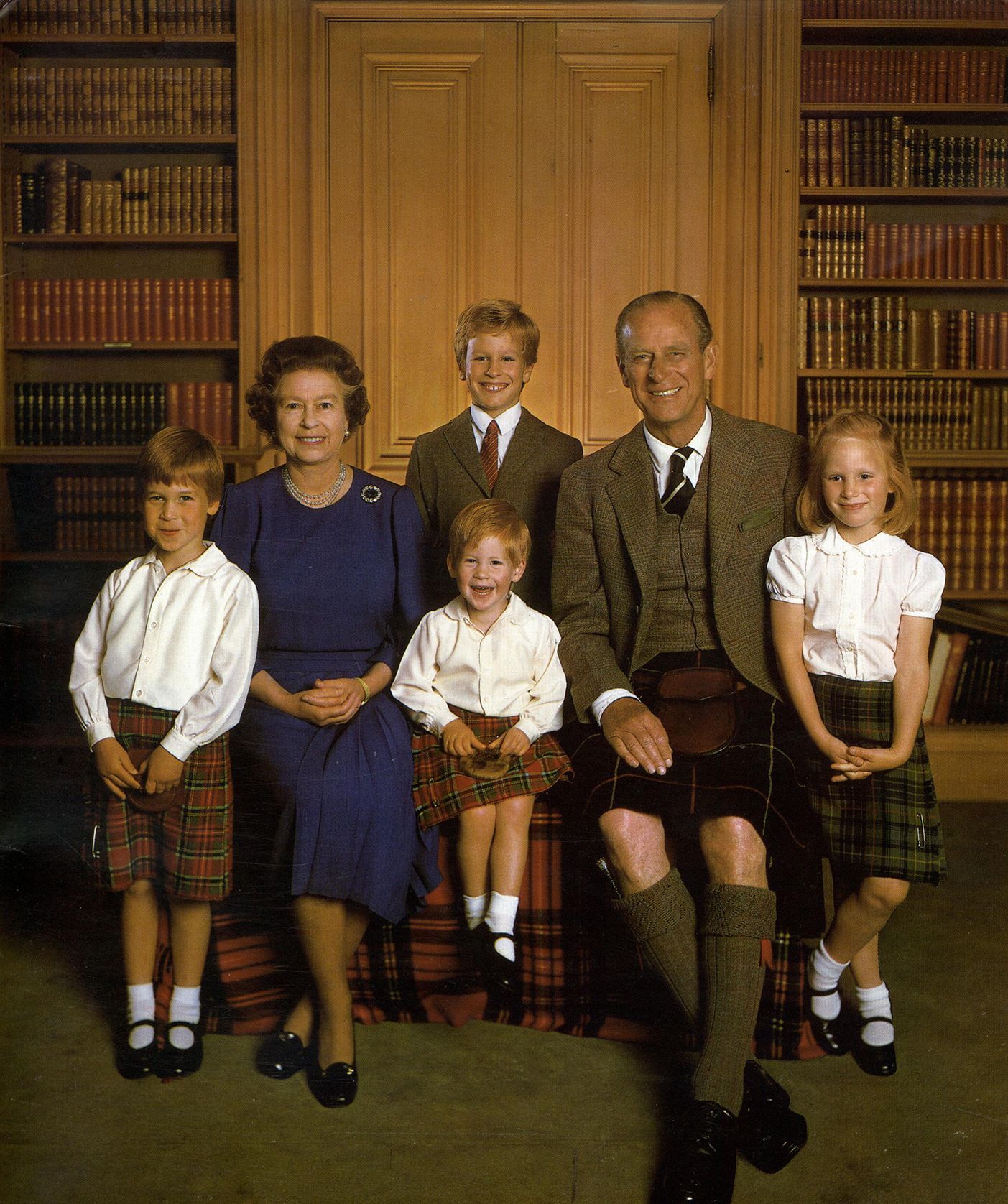 Patriot of Queen Elizabeth II and Prince Phillip with their grandchildren, Prince William, Prince Harry, Zara Tindall and Peter Phillips.