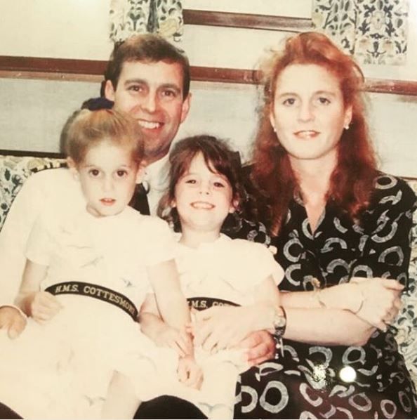An old photo of Princess Eugenie with her sister and parents