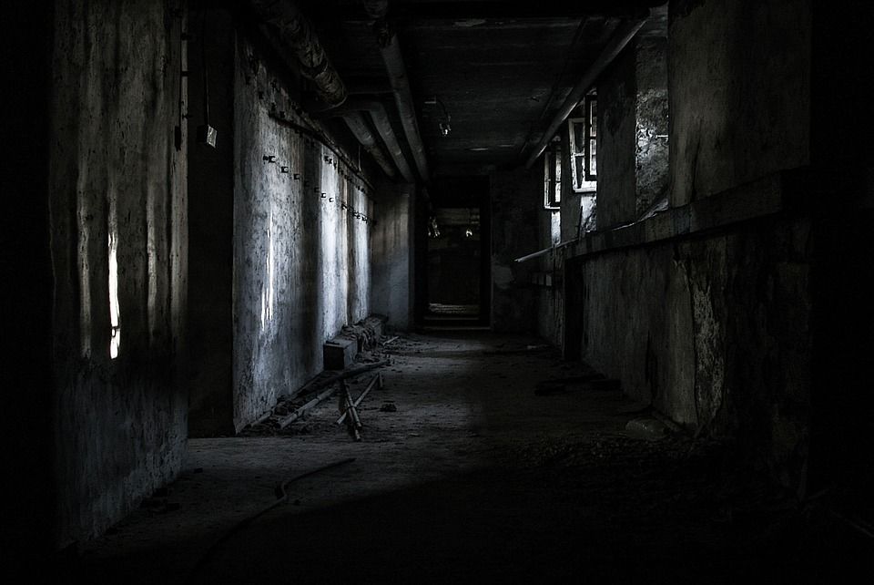 Dark creepy hallway