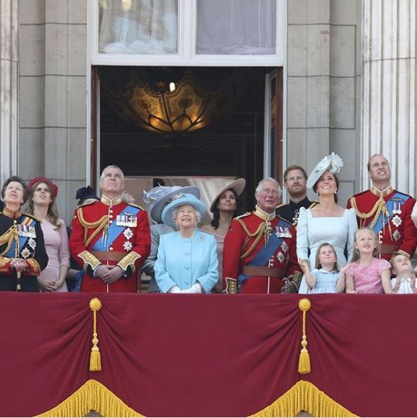 The royal family watching the Trooping the Colour