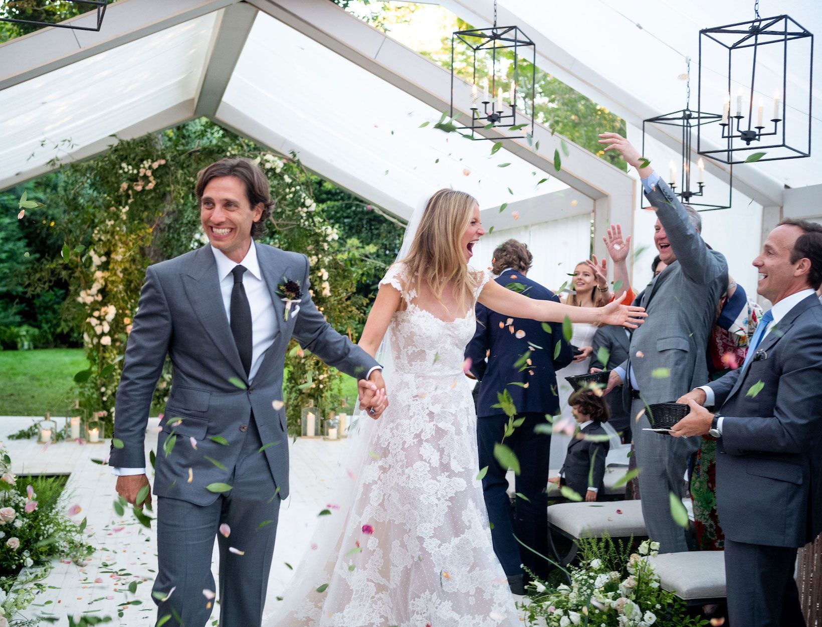 Gwyneth Paltrow and Brad Fulchukl walk down the aisle