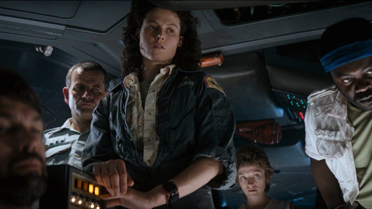 Sigourney Weaver as "Ellen Ripley" with the crew of the Nostromo in 'Alien'