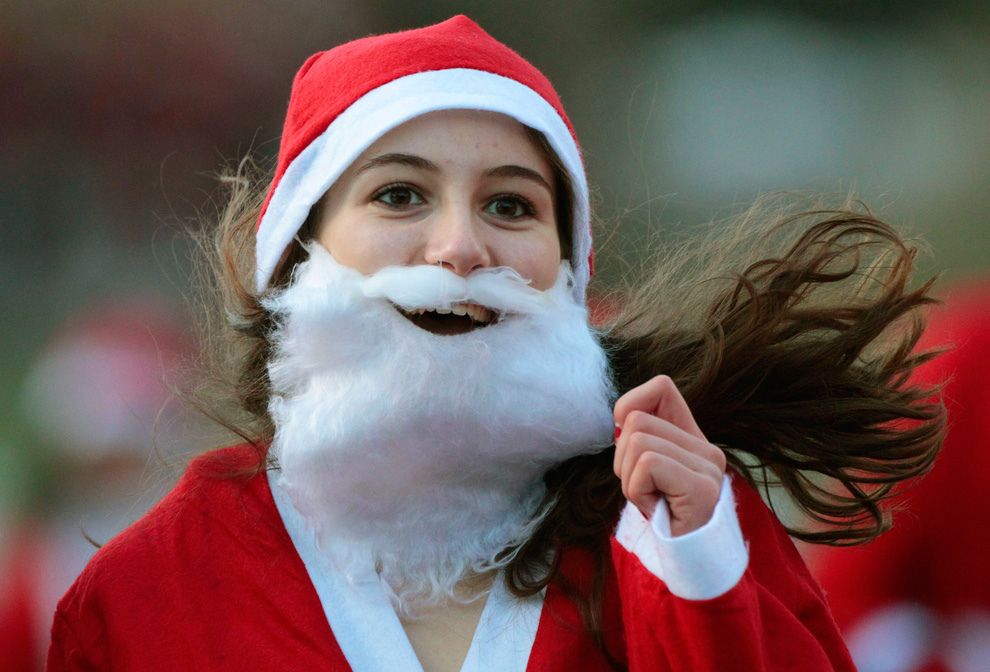 Woman dressed as Santa