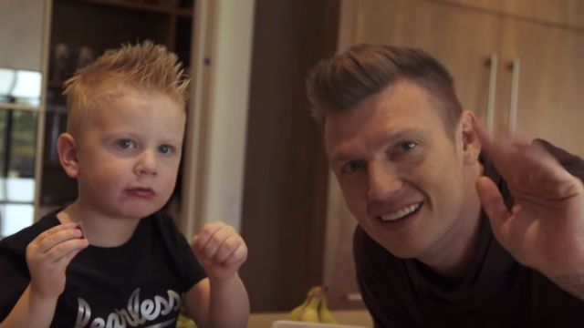 Nick Carter and his son in the No Place video