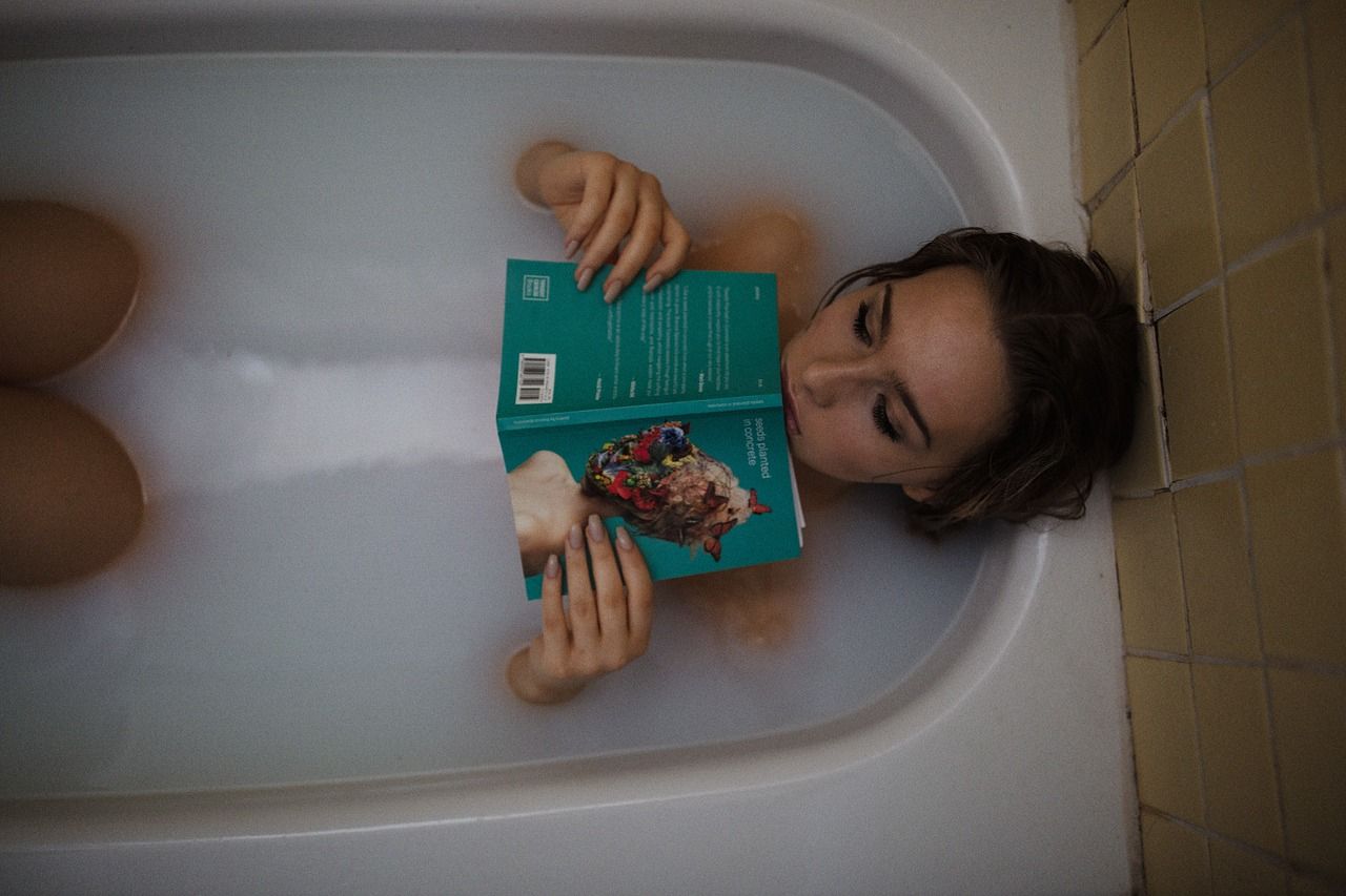 Woman in bath tub