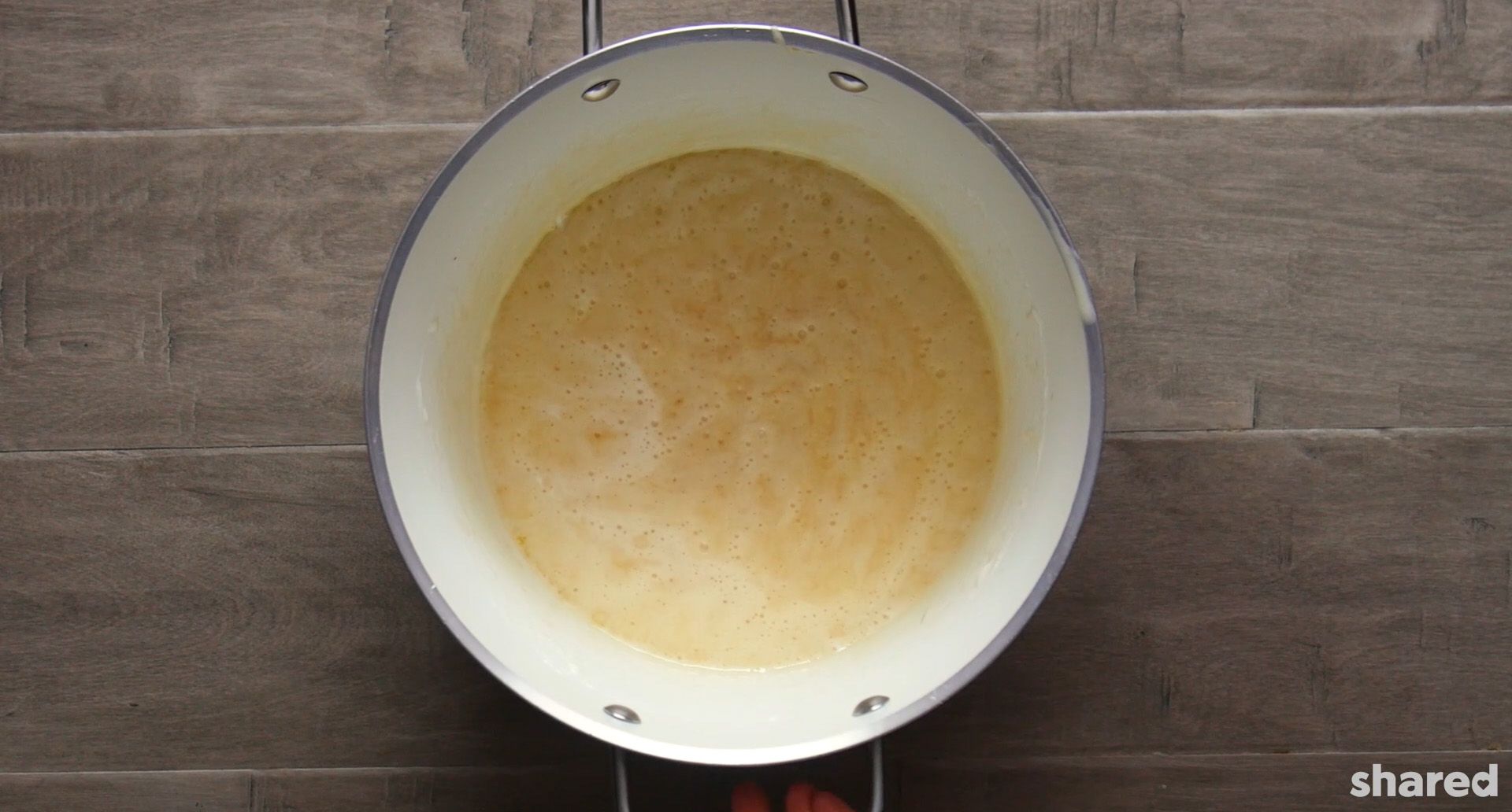 melted marshmallows and butter in a saucepan