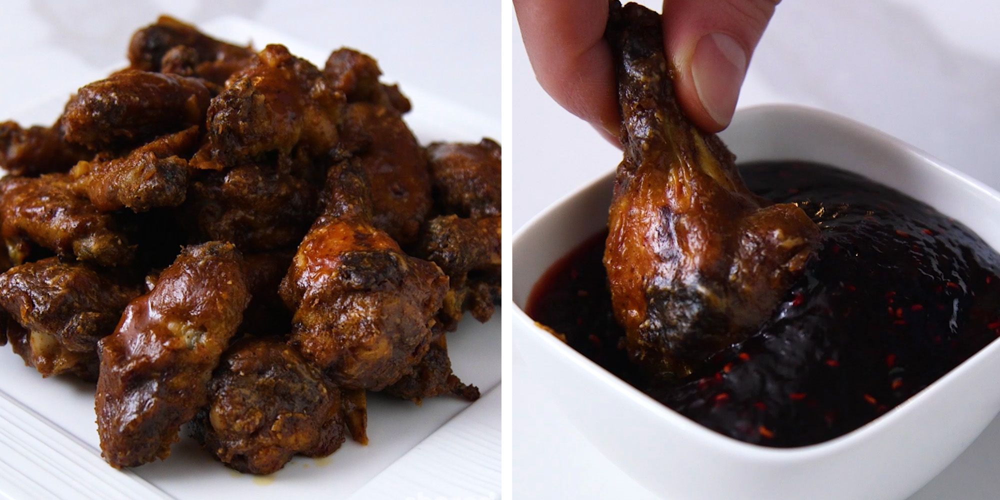 crispy peanut butter chicken wings and raspberry jam sauce