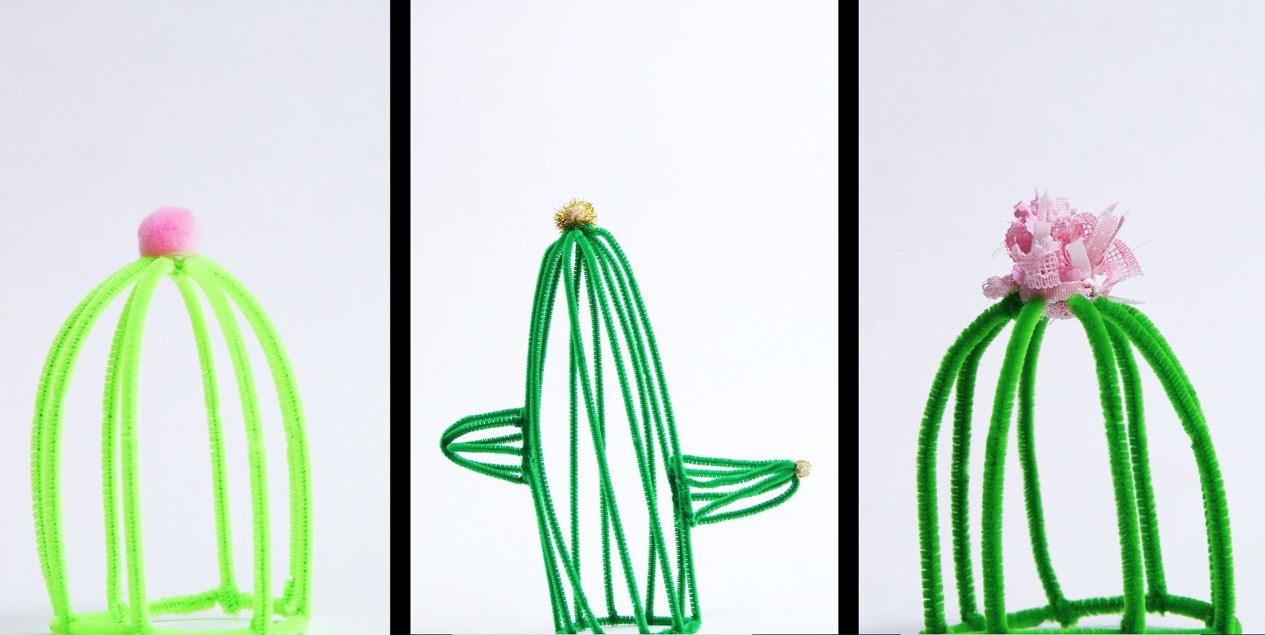 green pipe cleaner cactus crafts 