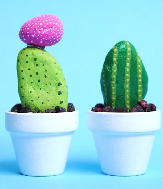 faux cactus rock pots