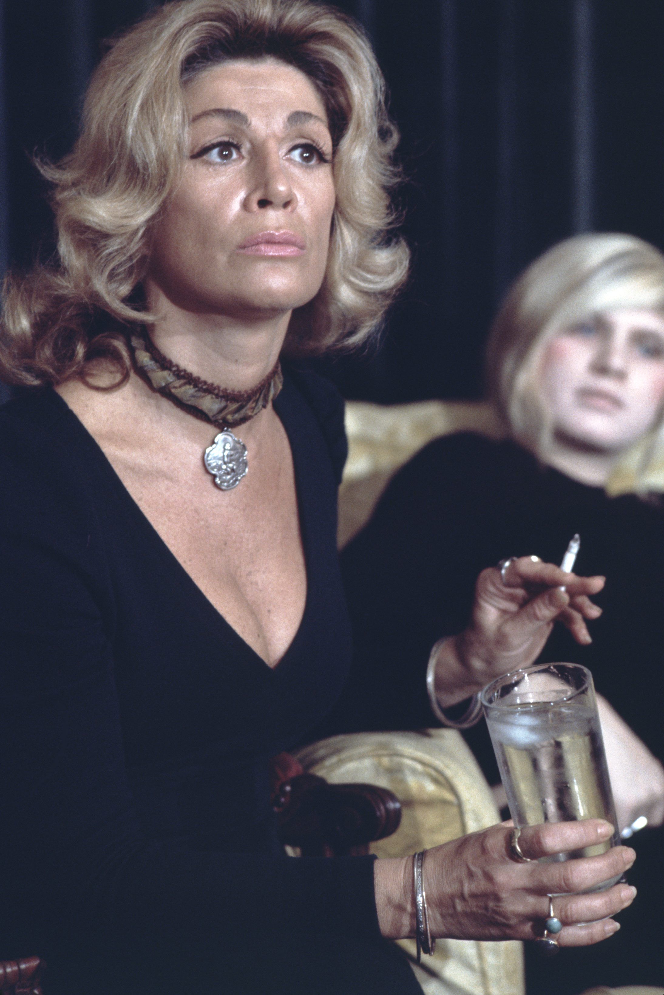 Sylvia Miles and Andrea Feldman filming a scene for Andy Warhol's &apo...